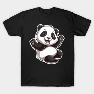 Exuberant Panda Buddy Sticker T-Shirt